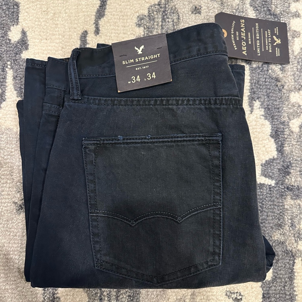 American Eagle Outfitters Men's Slim Straight Jeans - Midnight Blue